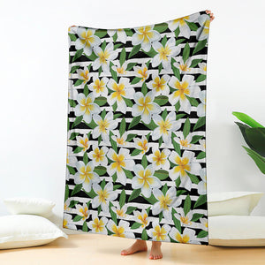 Plumeria Flower Striped Pattern Print Blanket