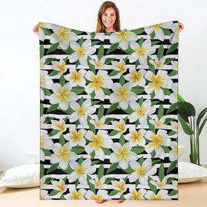 Plumeria Flower Striped Pattern Print Blanket