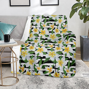 Plumeria Flower Striped Pattern Print Blanket