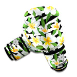 Plumeria Flower Striped Pattern Print Boxing Gloves