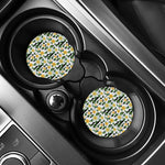 Plumeria Flower Striped Pattern Print Car Coasters