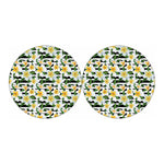 Plumeria Flower Striped Pattern Print Car Coasters