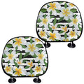 Plumeria Flower Striped Pattern Print Car Headrest Covers
