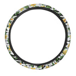 Plumeria Flower Striped Pattern Print Car Steering Wheel Cover