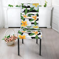 Plumeria Flower Striped Pattern Print Dining Chair Slipcover