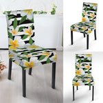 Plumeria Flower Striped Pattern Print Dining Chair Slipcover
