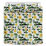 Plumeria Flower Striped Pattern Print Duvet Cover Bedding Set
