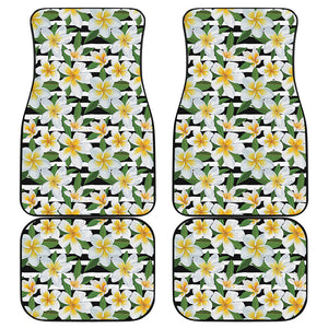 Plumeria Flower Striped Pattern Print Front and Back Car Floor Mats