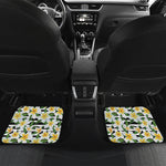 Plumeria Flower Striped Pattern Print Front and Back Car Floor Mats