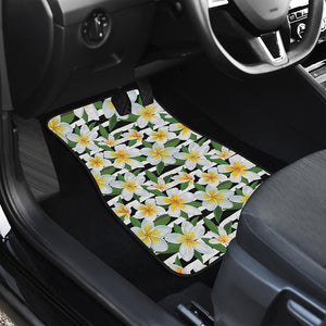 Plumeria Flower Striped Pattern Print Front Car Floor Mats