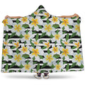Plumeria Flower Striped Pattern Print Hooded Blanket