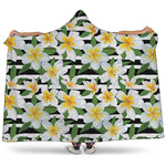Plumeria Flower Striped Pattern Print Hooded Blanket