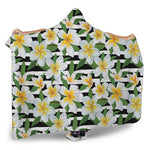 Plumeria Flower Striped Pattern Print Hooded Blanket