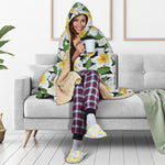 Plumeria Flower Striped Pattern Print Hooded Blanket