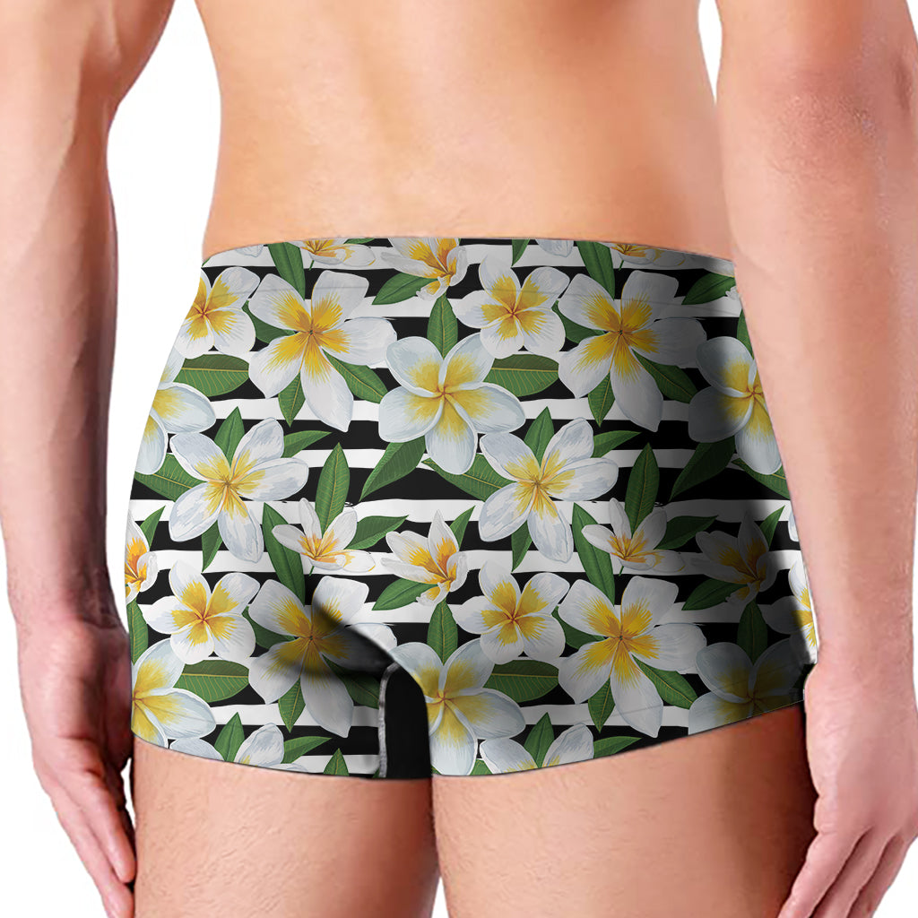 Plumeria Flower Striped Pattern Print Men's Boxer Briefs