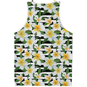 Plumeria Flower Striped Pattern Print Men's Tank Top