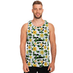 Plumeria Flower Striped Pattern Print Men's Tank Top