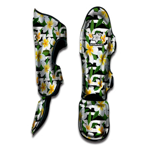 Plumeria Flower Striped Pattern Print Muay Thai Shin Guard