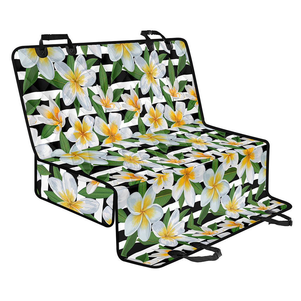 Plumeria Flower Striped Pattern Print Pet Car Back Seat Cover