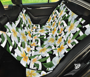 Plumeria Flower Striped Pattern Print Pet Car Back Seat Cover