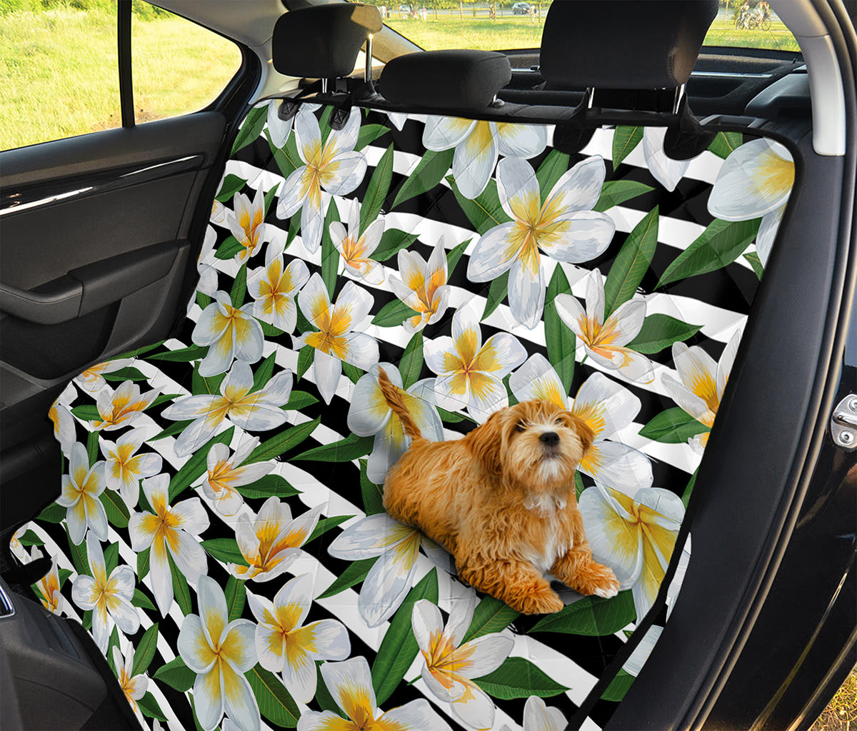 Plumeria Flower Striped Pattern Print Pet Car Back Seat Cover