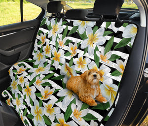 Plumeria Flower Striped Pattern Print Pet Car Back Seat Cover