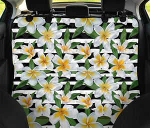 Plumeria Flower Striped Pattern Print Pet Car Back Seat Cover