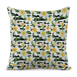 Plumeria Flower Striped Pattern Print Pillow Cover