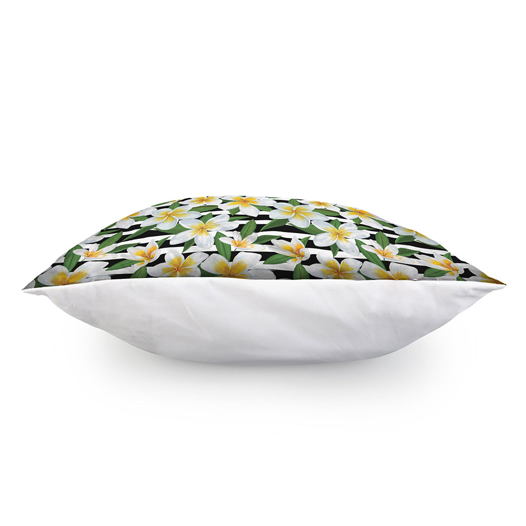 Plumeria Flower Striped Pattern Print Pillow Cover