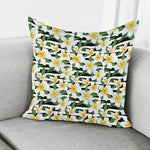 Plumeria Flower Striped Pattern Print Pillow Cover