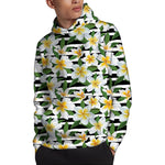 Plumeria Flower Striped Pattern Print Pullover Hoodie