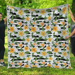 Plumeria Flower Striped Pattern Print Quilt