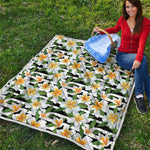 Plumeria Flower Striped Pattern Print Quilt