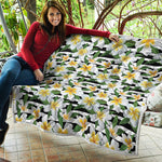 Plumeria Flower Striped Pattern Print Quilt