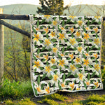 Plumeria Flower Striped Pattern Print Quilt
