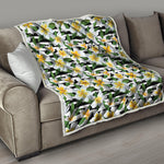 Plumeria Flower Striped Pattern Print Quilt