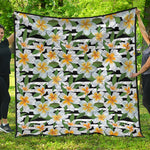 Plumeria Flower Striped Pattern Print Quilt