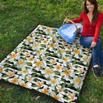 Plumeria Flower Striped Pattern Print Quilt