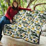Plumeria Flower Striped Pattern Print Quilt