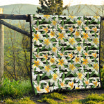 Plumeria Flower Striped Pattern Print Quilt