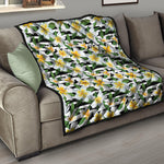 Plumeria Flower Striped Pattern Print Quilt