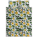Plumeria Flower Striped Pattern Print Quilt Bed Set
