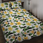 Plumeria Flower Striped Pattern Print Quilt Bed Set