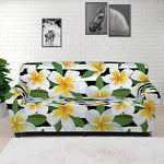 Plumeria Flower Striped Pattern Print Sofa Cover