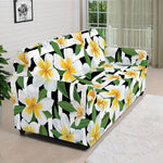 Plumeria Flower Striped Pattern Print Sofa Cover