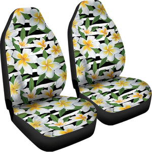 Plumeria Flower Striped Pattern Print Universal Fit Car Seat Covers