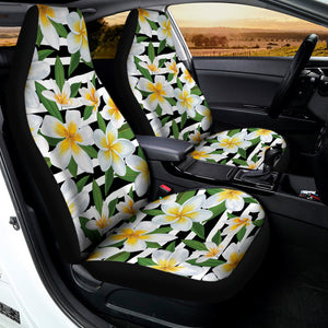 Plumeria Flower Striped Pattern Print Universal Fit Car Seat Covers