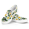 Plumeria Flower Striped Pattern Print White Slip On Shoes