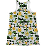 Plumeria Flower Striped Pattern Print Women's Racerback Tank Top