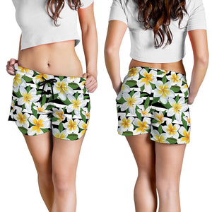 Plumeria Flower Striped Pattern Print Women's Shorts